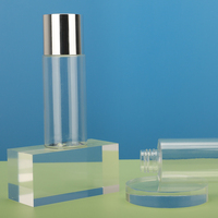 Bouteille en plastique PET brillante vide avec bouchon à vis argenté personnalisé 100 ml pour liquide transparent, toner, lotion corporelle, emballage cosmétique
