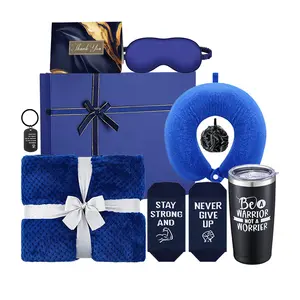 Best Verkopende Producten In De VS Amazon 2024 Blauw Verzorgingspakket Met Flanellen Dekens Oogmasker Cup Cadeau Set Voor Mannen En Vrouwen