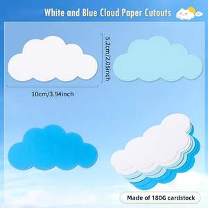 Forme <span class=keywords><strong>de</strong></span> nuage blanc et bleu papier cartonné découpé 4 pouces papier nuage décoration <span class=keywords><strong>de</strong></span> classe pour tableau d'affichage, décoration murale <span class=keywords><strong>de</strong></span> fête - Product Image 2