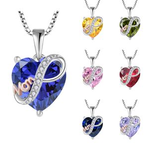 Collier Cœur Infini Multicolore « Maman » avec Pendentif Cœur Océan en Cristal – Cadeau Fête des Mères – Bijoux Tendance pour Femme - Product Image 1