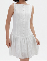 Robe midi blanche sans manches, coupe trapèze, haute qualité, pour femmes, élégante, streetwear, durable, lavable, en provenance du Vietnam
