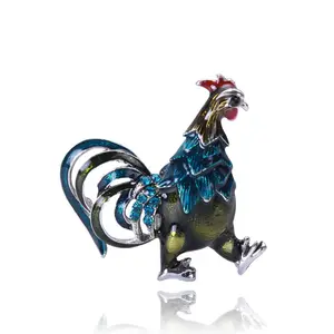 Nouveau zodiaque coq broche glaçure colorée mode coq broche vêtements accessoires rétro broche broche