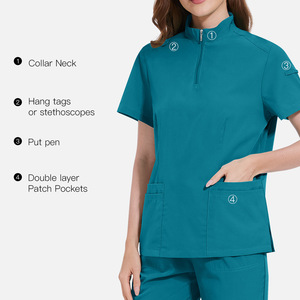 42108 fermeture éclair col unisexe concepteur médical Scrubs pour hommes marque médical Scrubs hôpital personnel infirmière uniforme - Product Image 3