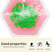 Dalles sensorielles liquides hexagonales en PVC résistantes aux rayures, combinables librement, tapis créatif pour parcs d'attractions familiaux, revêtement de sol pour enfants de 3 à 12 ans