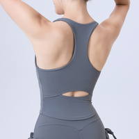 Fabrieksgroothandel Dames Racerback Cutout Sportbeha Hoge Ondersteuning Ingebouwde Vaste BH Zachte Nylon Workout BH