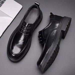 Chaussures Homme Légères 2025 – Nouveauté Automne – Chaussures Décontractées en Cuir à Semelle Épaisse Rehaussante Noires pour Hommes - Product Image 2
