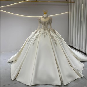 JFH25 Vestidos de novia de manga larga con cuentas y corte princesa para mujer - Product Image 2