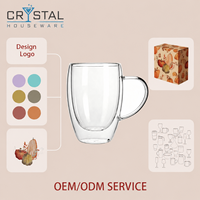 Mug en verre borosilicate à double paroi de 380 ml, parfait pour les vacances en famille et l'usage quotidien