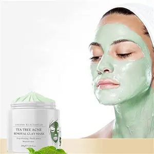 Mascarilla de arcilla verde de árbol de té para eliminación de espinillas y acné, tratamiento purificador de poros para la piel sensible, venta al por mayor, Etiqueta Privada