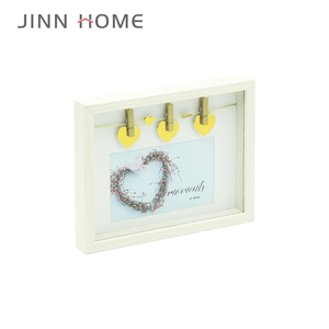 Jinn Home 4X6 Marco <span class=keywords><strong>de</strong></span> <span class=keywords><strong>fotos</strong></span> blanco mate Marco <span class=keywords><strong>de</strong></span> madera Clip <span class=keywords><strong>de</strong></span> corazón personalizado Imagen - Product Image 2
