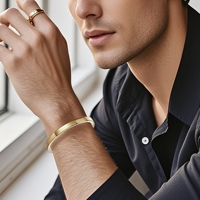 Bracelets en acier inoxydable de mode de vente chaude en Europe et en Amérique, vente en gros de bijoux en forme de C à ouverture lisse