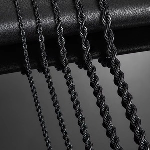 Chaînes torsadées en acier inoxydable noir de 2,3 mm/3 mm/4 mm/5 mm/6 mm, collier classique pour homme et garçon, 16 à 30 pouces - Product Image 1