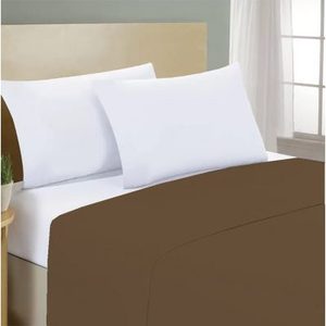 Sábana Plana 200x300cm 100% Algodón Marrón Para Cama Francesa - Product Image 3