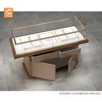 Vitrine de présentation de bijoux de luxe avec éclairage LED, armoire de vente au détail en verre trempé pour boutique