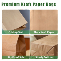 Sacs en papier kraft brun SOS personnalisés recyclés de qualité alimentaire pour emporter, sacs en papier jetables pour emporter avec votre propre logo