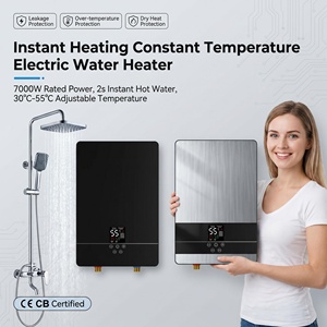 <span class=keywords><strong>Chauffe</strong></span>-<span class=keywords><strong>eau</strong></span> instantané électrique OEM ODM 220V 7KW en aluminium moulé, étanche IPX4, avec affichage LED, mural, version anglaise - Product Image 1