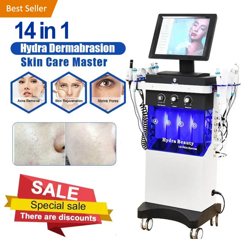 14 In 1 Hydra Microdermabrasie Aqua Peel Gezichtsmachine Professionele Hidrofaciale Hydro Jet Schoonheidsapparatuur 2023