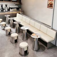 Ensemble de table et de tabourets ronds en acier inoxydable minimalistes Yeehon pour café commercial, salon de thé et pâtisserie