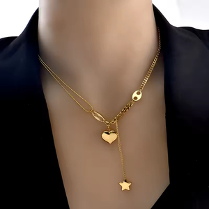 Mode Lariat Colliers Chaîne <span class=keywords><strong>En</strong></span> Acier Inoxydable Amour Coeur Charme Pendentif Collier Bijoux <span class=keywords><strong>En</strong></span> Acier Inoxidable pour les Femmes - Product Image 1