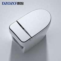 Toilette intelligente électrique avec couvercle à ouverture automatique, siège chauffant, compatible S-Trap et P-Trap, télécommande, cuvette allongée, commande tactile au pied, en céramique