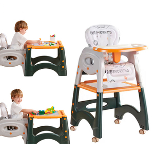 <span class=keywords><strong>Chaise</strong></span> d'enfant pliable 3-en-1 colorée, réglable en hauteur, en plastique sécurisé avec plateau, pour l'alimentation de bébé - Product Image 1
