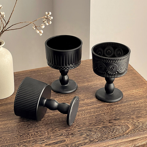 Vente en gros de porte-bougies en verre noir mat de luxe, porte-bougies personnalisés pour <span class=keywords><strong>mariage</strong></span>, design unique - Product Image 3