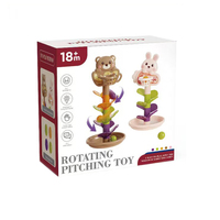Jeu de Balle Interactif Ours & Lapin : Jouet Montessori Éducatif Précoce pour Bébés et Tout-petits avec Balle Rotative à Lancer