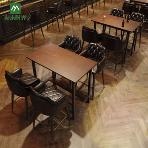 Set Meja dan Kursi <span class=keywords><strong>Bar</strong></span> Gaya Retro Amerika untuk Kafe - Product Image 1