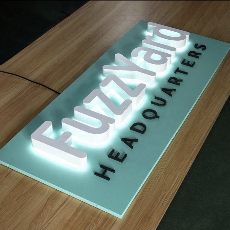 Panneau mural d'intérieur de petite taille avec panneau arrière, panneau de signalisation à Logo Led 3D pour bureau d'affaires, panneaux de lettres à Led personnalisés