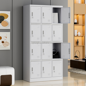 Armoire casier en acier à 12 portes, grise, avec serrures électroniques à combinaison, idéale pour salle de sport ou rangement de chaussures pour employés - Product Image 1