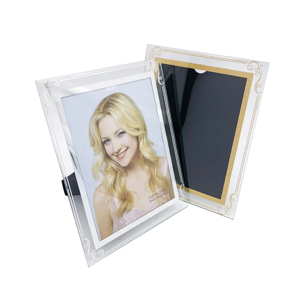 Guangdong Factory High Quality 6"x8" 3D Blank Crystal Sublimation Modern Picture Frame Silver Glass Photo Frame