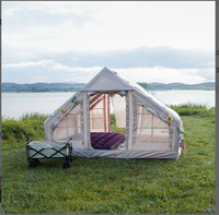 Grande tente de camping gonflable, résistante au vent et à la pluie, équipement de plein air familial pour une utilisation de nuit