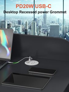 <span class=keywords><strong>Prise</strong></span> de bureau américaine ETL mini, 2 prises, 4 ports USB de charge PD65W/20W, 16A, ports Type-C, <span class=keywords><strong>prise</strong></span> de bureau industrielle - Product Image 3