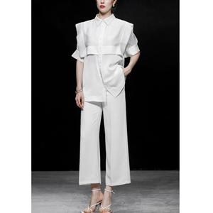 Pantalon en toile droit anti-rides de service Oem solide teint en fil de coton de soie régulier plat fabriqué au Vietnam - Product Image 1