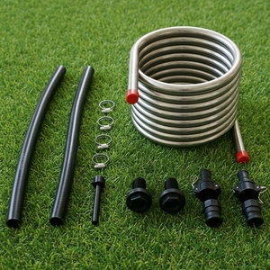 Kit de chauffage à serpentin en acier inoxydable pour chauffage de l'<span class=keywords><strong>eau</strong></span> au bois, système autonome DIY avec raccords rapides, tuyau, thermomètre et pince - Product Image 1