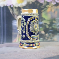 Chope à bière gravée style chasse, avec couvercle en aluminium, en porcelaine, style américain classique, compatible lave-vaisselle, pour cadeaux et souvenirs