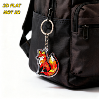 Porte-clés en acrylique motif renard en vitrail, design géométrique vibrant rouge et orange avec poitrine blanche, breloque transparente durable pour clés et sacs