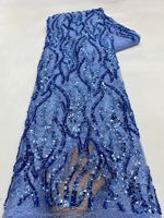 NI.AI Nuevo Estilo de Tela de Malla con Lentejuelas y Encaje, Patrón Degradado de Ondas de Agua, Lentejuelas Bordadas