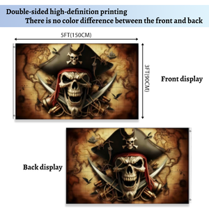 Grande bandiera Jolly Roger 36x60 pollici in poliestere 100D, doppia cucitura con occhielli in ottone |   Design con Spade Incrociate e Mappa Antica - Product Image 4