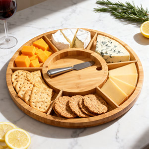 कस्टम डिजाइन सही उपहार पसंद बांस पनीर बोर्ड सेट Charcuterie थाली सेवारत घूर्णन ट्रे - Product Image 2