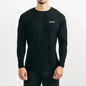 Sim Fit LS Sport Wear Men's Fitted Performance Long Sleeve Tee Crewneck Scoop Hem T-Shirt