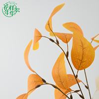 Daun Eucalyptus Buatan Bentuk Elips 66cm, Daun Sutra Hijau untuk Dekorasi Pernikahan Dalam Ruangan, Ranting Hijau Grosir