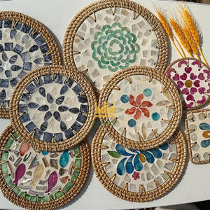 Tapis en mosaïque de nacre écologique de diamètre rond personnalisé fait à la main, vente en gros directe d'usine, logo personnalisé, Vietnam - Product Image 5