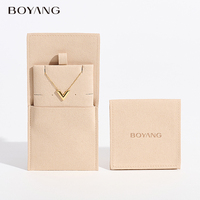 Pochette à Bijoux en Microfibre Imprimée Logo Personnalisé, Sac d'Emballage Cadeau pour Collier, Enveloppe avec Insert Carte