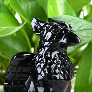 Oferta Especial: Escultura de Pájaro en Obsidiana Negra, Cristal Natural Tallado, para Feng Shui y Reiki, Elegante Escultura Animal - Product Image 4