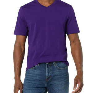 T-shirts pour hommes légers et à séchage rapide, col en V, personnalisables, nouveau design, couleur unie, en gros, pour la vente chaude, vêtements d'été pour hommes - Product Image 1