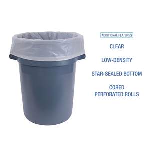 Boardwalk Industrial 60 gal Drum <b>Liners</b> Rolls 2.7 Mil 38 X 63 Clear 1 Roll of 50 Waste <b>Bins</b> - Product Image 5