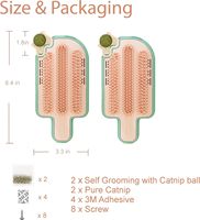 Brosse auto-nettoyante murale pour chat avec boule de catnip, lot de 2, jouet de massage et de toilettage adhésif pour chats d'intérieur et chatons