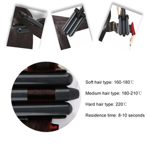 Último juego de ondulador de pelo de cerámica, Varita de hierro <span class=keywords><strong>con</strong></span> estilo de vapor de triple barril, pantalla LCD de temperatura, calentador PTC, pinzas para rizar el cabello - Product Image 4