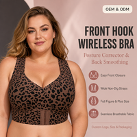 Soutien-gorge sans fil à fermeture avant sans coutures, lissant le dos, grande taille, correcteur de posture, bretelles larges, couvrance complète pour femme